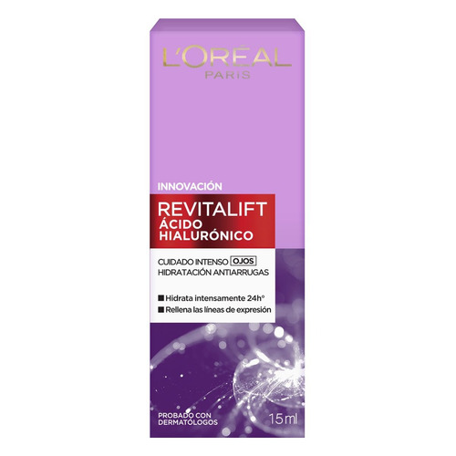 Contorno Ojos Loreal Paris Revitalift Ácido Hialurónico 15ml Momento de aplicación Día/Noche Tipo de piel Todos