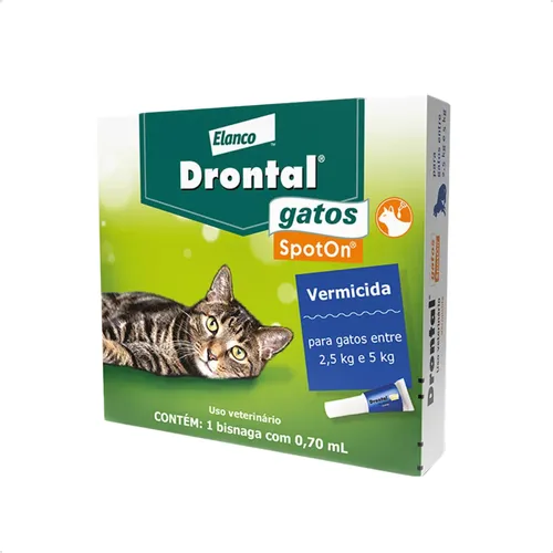 comprar Drontal Gatos Spot On 0,7ml Vermífugo 2,5 - 5,0kg Bayer