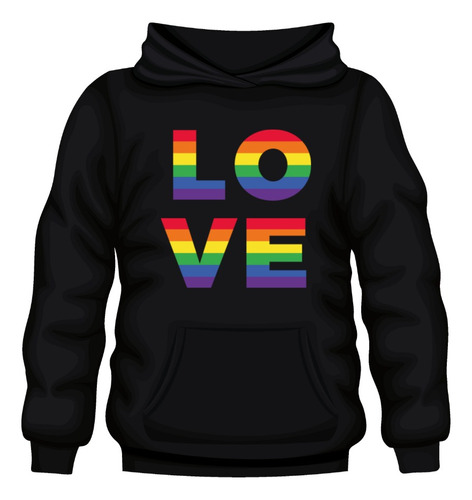 Poleron Canguro Con Capucha Estampado - Love - Pride