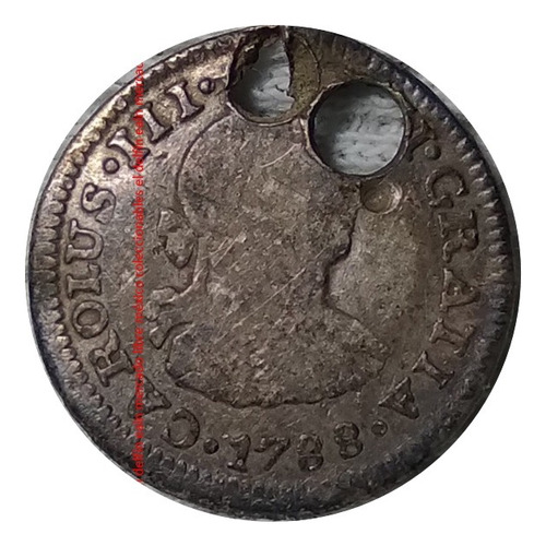 Moneda 1/2 Real 1788 Mex Colonia Española Carlos Iii Escasa (Usado)