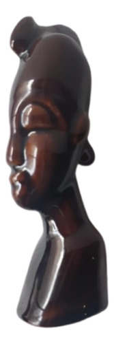 Adorno De Cerámica Esmaltada Busto Africano 14 Cm 