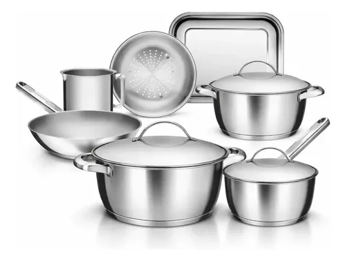 Jogo de Panelas Tramontina Allegra Inox 7 Peças Fundo Triplo Indução Aço  Inoxidável Tampas Inox Compatível com Fogão a Gás Elétrico Vitrocerâmico
