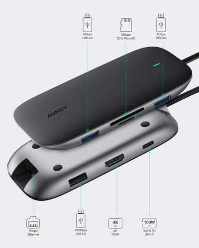 Imagen 6 de 10 de Hub Adaptador Usb C Hdmi Rj45 Usb P/ Macbook Notebook