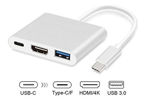 Adaptador Usbc A Hdmi Compatible Con 4 K60 Hz  Tipo C 3 En 1