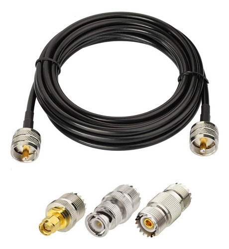 Superbat Cable Coaxial Rf De 6.56 Pies Pl259 Uhf + Kit De Ad