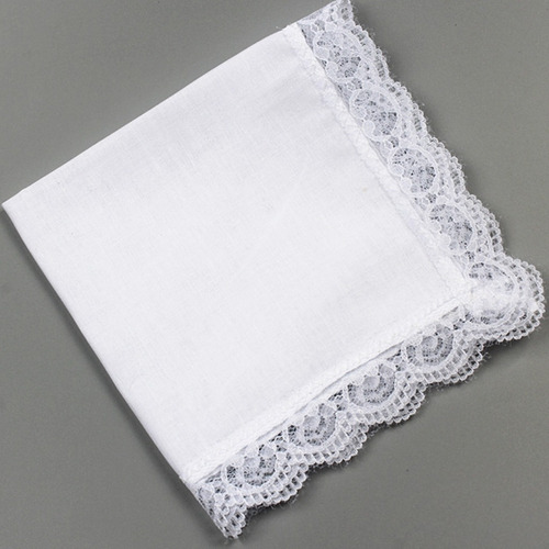 5 Pañuelos Bordados De Encaje, 100% Algodón, Color Blanco