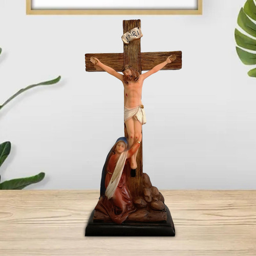 Figura Religiosa De Jesús Con Cruz De Jesús Para Sala De