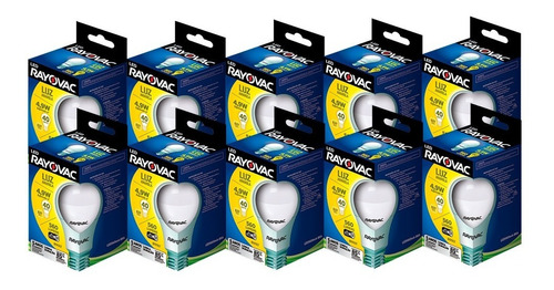 Kit Com 10 Lâmpadas Rayovac 4,9w - Branco Quente Cor da luz Branco-quente 110V/220V