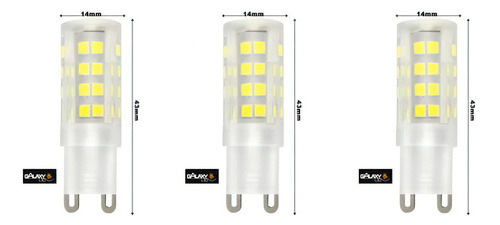 Kit 3 Lâmpadas G9 Bipino Led 3w Bivolt Galaxyled Cor Da Luz 6000k Branca Fria