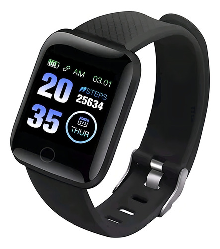 Relógio Smart Watch D13 Sports Smartwatch Android Ios Watch, capa preta, pulseira preta, moldura preta