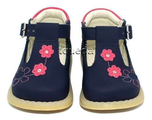 Zapatos De Cuero Para Niñas Con Planta Pibe Modelo Flores