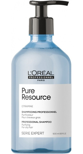 Imagen 1 de 1 de Shampoo Para Cabello Graso Loreal Pure Resource 500ml