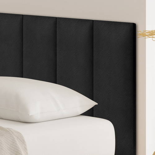 Placa Cabeceira Em Módulos Estofados 60x20 Colar Na Parede Cor Preto