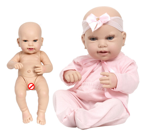 Boneca Reborn Gatinha Baby Careca Com Conjunto Pagão Rosa