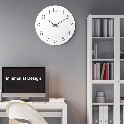 Reloj De Pared Simple De Madera De 12 Pulgadas, Funciona Con