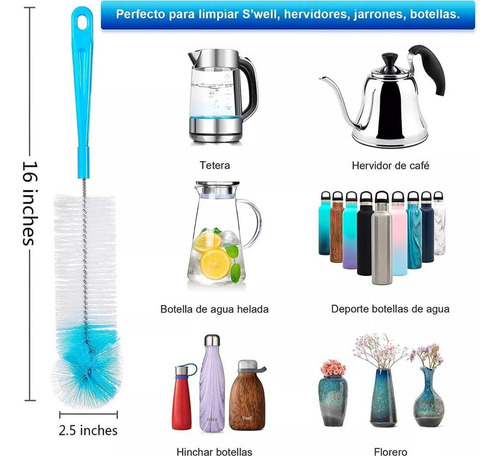 Mz Set De 8 Cepillos De Limpieza Botellas Termos Botes