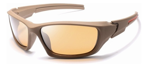 Óculos De Sol Masculino Esportivo Lentes Polarizadas Uv 400 Cor Marrom Armação Marrom Haste Marrom Lente Marrom