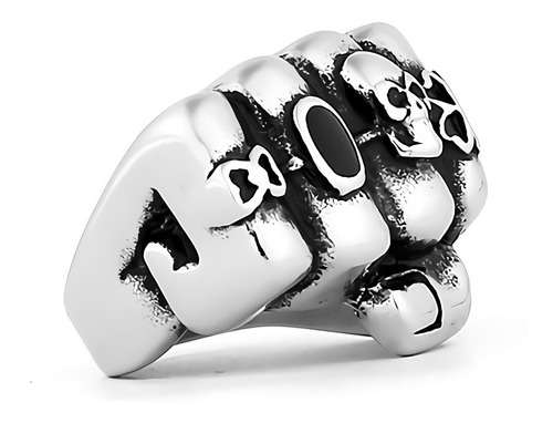 Anillo Puño Gótico Cráneo Calavera Acero Color Plata Hombre