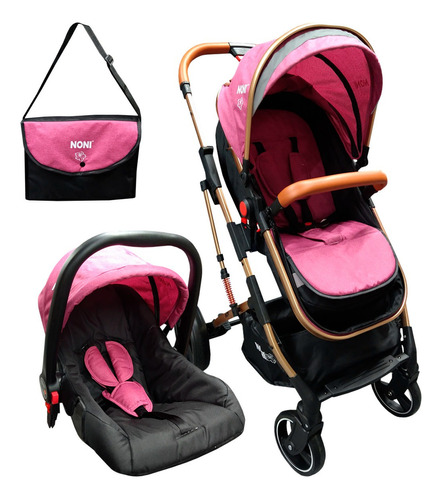 Carriola De Lujo Para Bebe Paseo Ts Elite 999g Color Fucsia Chasis Cobre