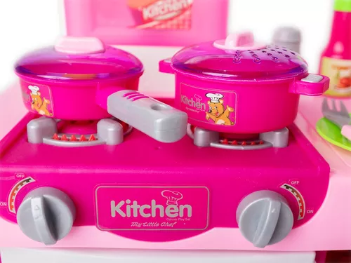 Cocina Infantil Niña Electronico Sonido Luz Accesorios Rosa