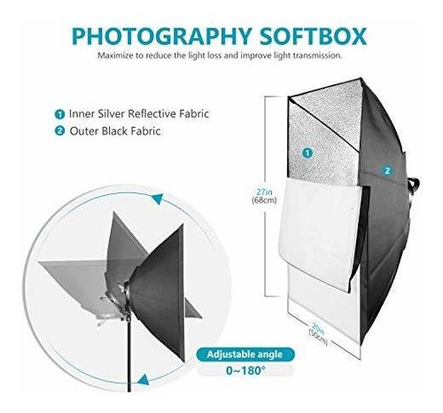 Imagen 6 de 6 de Kit Iluminacion Para Softbox Luz Led Fotografia 2 Unidad