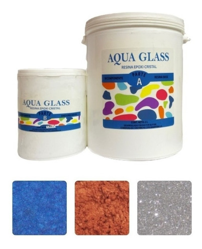  Resina Cristal Aqua Glass  1.45 Kg + 3 Pigment X 4 Gr