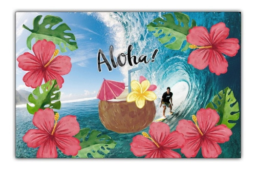 Imagem 1 de 1 de Poster Painel 65cmx100cm Decoração Festa Havaiana Surf Aloha