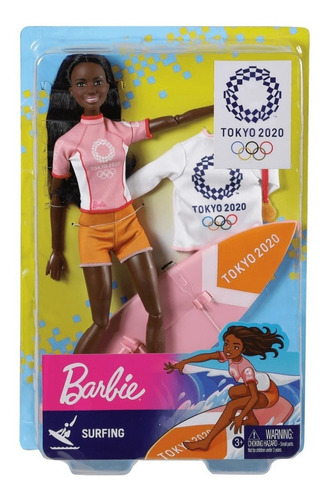 Boneca Articulada Barbie Negra Surfista Olimpíadas Original