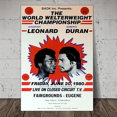 Cuadros Lamina Box 27x42 Roberto Duran Vs Sugar Ray Leonard