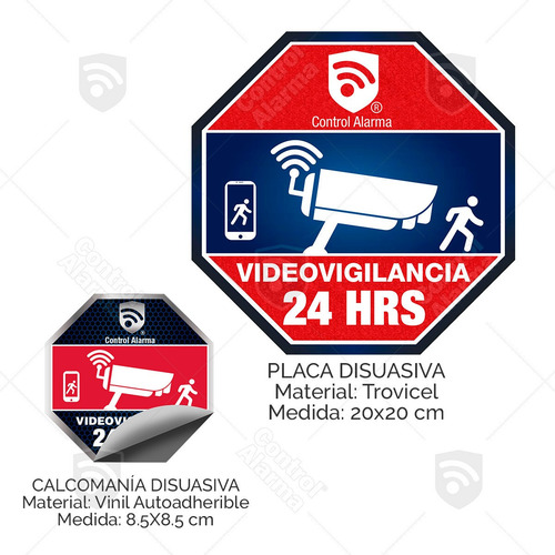 Imagen 10 de 10 de Kit 3 Letreros Placa Sticker Videovigilancia Seguridad Casa