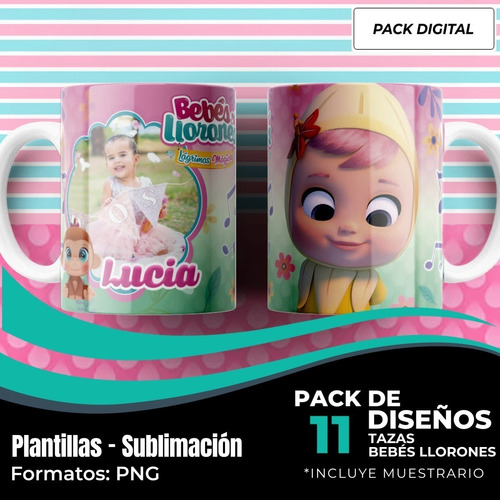 Diseños Plantillas Para Tazas Bebés Llorones Sublimación M3