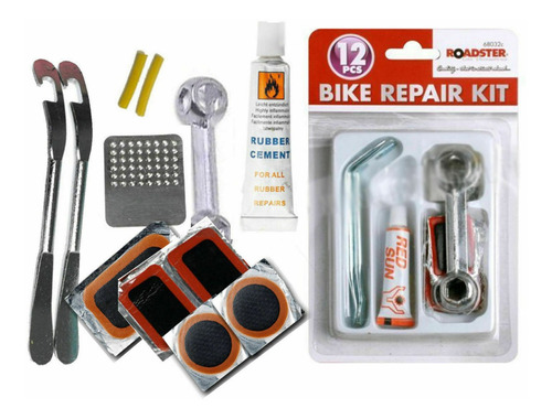 Kit Pinchadura Reparacion Bicicleta Parches Llaves 12 Piezas