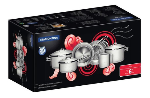 Conjunto Panelas 6pç + Panela 4,7l Inox Solar Tramontina Cor Prateado