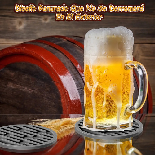Posavasos De Silicona Para Bebidas, 8 Unidades, Con Soporte