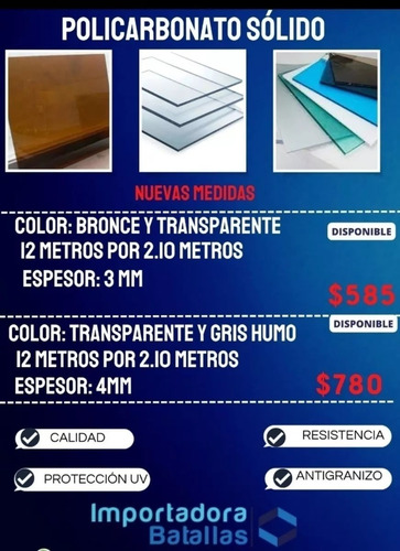 Imagen 8 de 12 de Policarbonato Sólido Alveolar Antigranizo Tuberia Cable P10