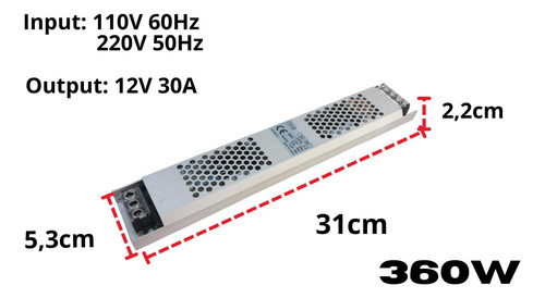 Fonte Chaveada Dx Slim 12v 30a 360w P/ Led
