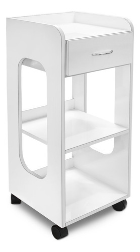 Mesa Auxiliar Montana 2 Para Estética Y Spa Color Blanco Con Aluminio