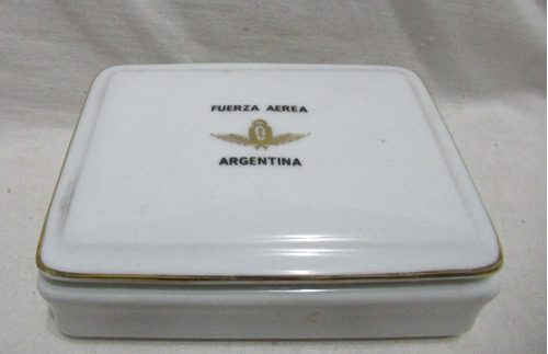Caja Porcelana Blanca Y Oro Fuerza Aérea Argentina Verbano