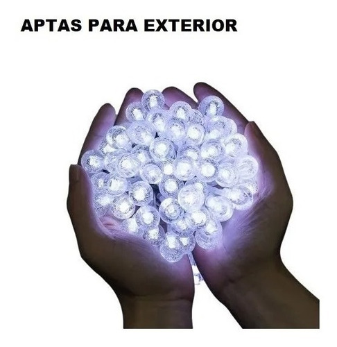 Imagen 3 de 9 de Luces Guirnalda 50 Led Bolita Cristal 5 Metros A Pila Frío.*