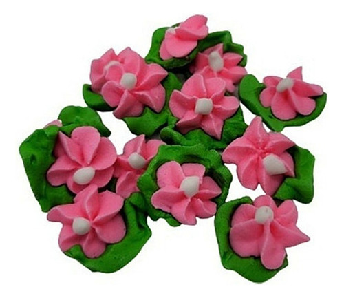 Flor De Azucar Durazno Mediana Con Hoja Nº2 Rosa X25u