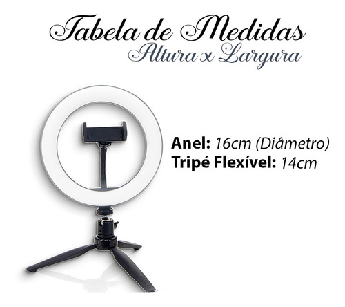Ringlight Iluminador Filmagem Maquiagem Vdeo 16cm Led