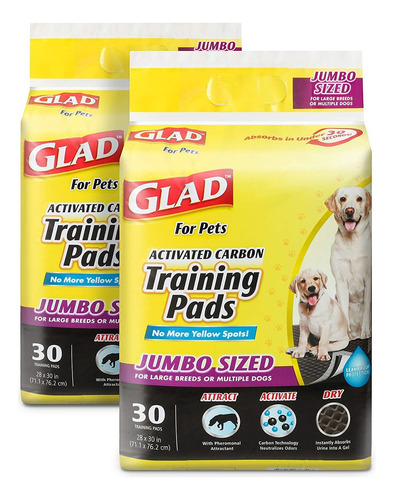 Glad For Pets Almohadillas De Carbon Negro Para Cachorros |