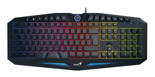 Teclado gamer Genius GX Gaming Scorpion K9 QWERTY inglés US color negro con luz de 7 colores