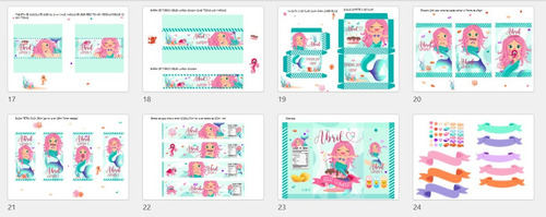Kit Imprimible Sirenita Candy Cajitas Invitacion Editable