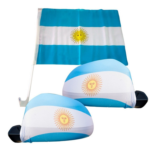 Combo Cubre Espejos Lateral Auto + Bandera Argentina Mundial