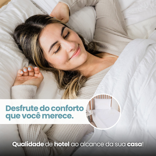 Jogo De Lençol Solteiro Padrão 3 Peças C/ Fronha Ponto Palito 400 Fios C/ Elástico Hotel Premium Cor Branco