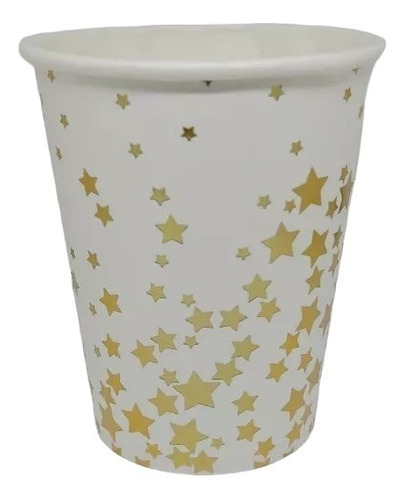 Vaso Polipapel Blancos Con Dorado Estrellas Magic X8 Unidade