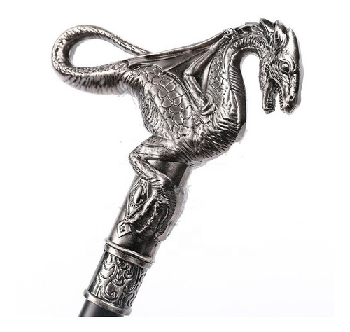 Daga Oculta En Baston De Aluminio De 90 Cm Dragon Cromo Negro