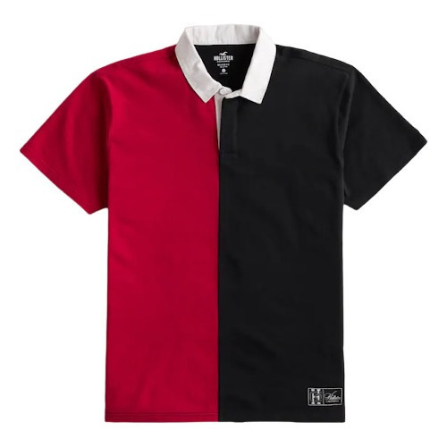 Chemise Hollister Bicolor Negro/rojo