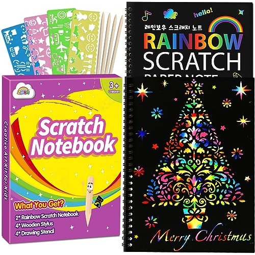 Scratch Paper Art Set: 2 Pack Rainbow Scratch Off Craft...